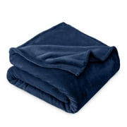 Bare Home Microplush Fleece Blanket - 300 GSM - Fuzzy Microfleece - Soft & Plush - Throw XL, Dark Blue