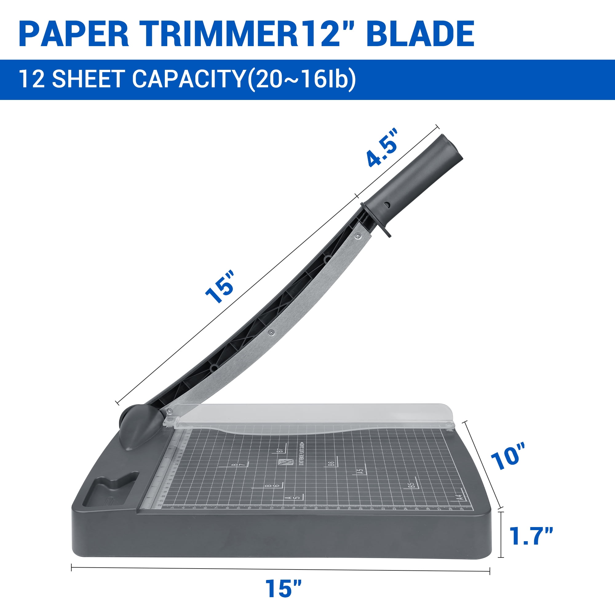 Paper Cutter, 12" Metal Base A4 Paper Trimmer Guillotine For Home