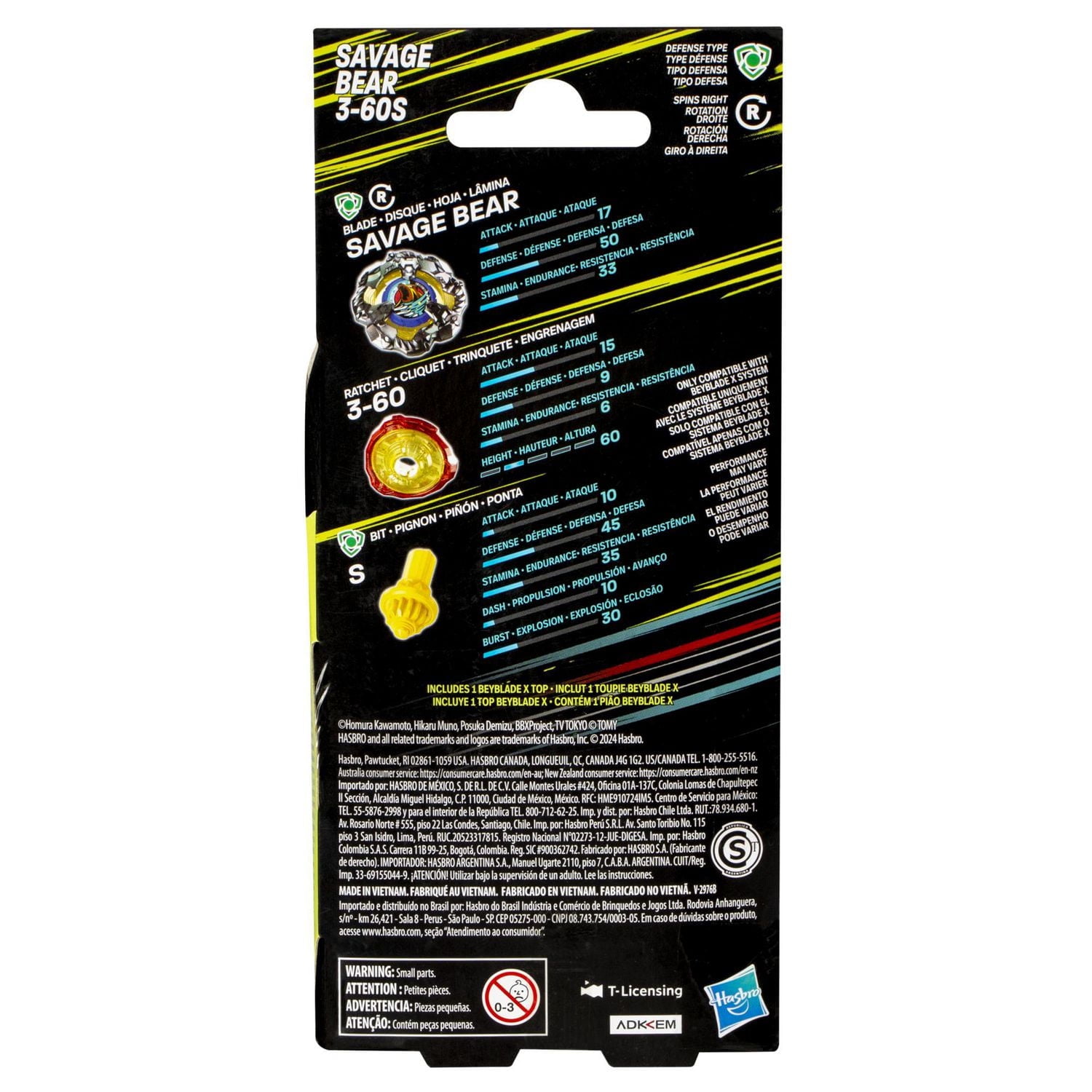 Beyblade X Savage Bear3-60S Top Booster Pack Set