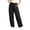 Black, variant on Womens Multi Side Cargo Pocket Wide Leg Jogger Pants Adjustable Drawstring Elastic High Waist Convertible Cuffed Ankle Soft Wrinkle Resistant Woven Fabric Loose Fit Trousers