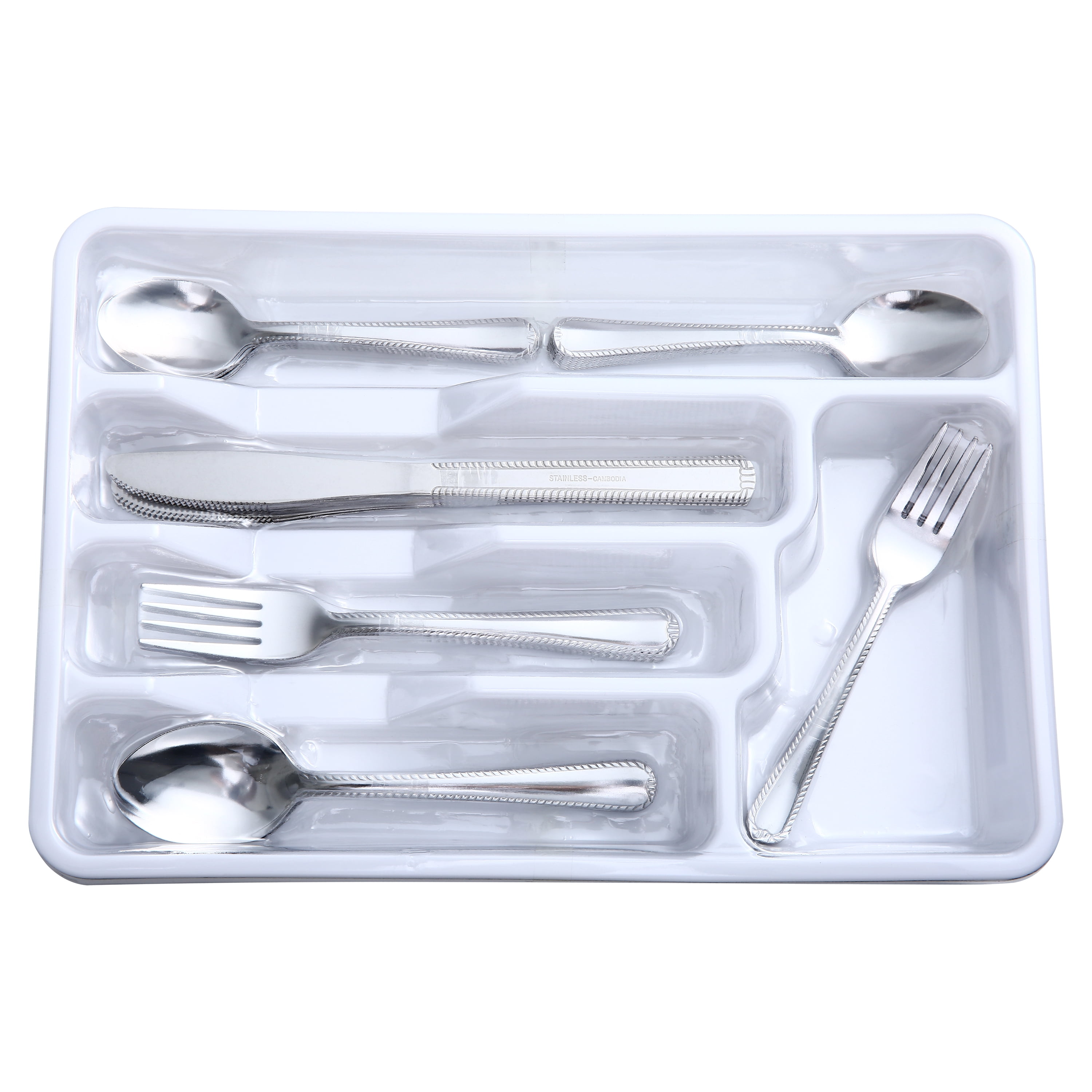 Mainstays 49-Piece Stainless Steel Flatware Set with Tray Organizer, Service for 8