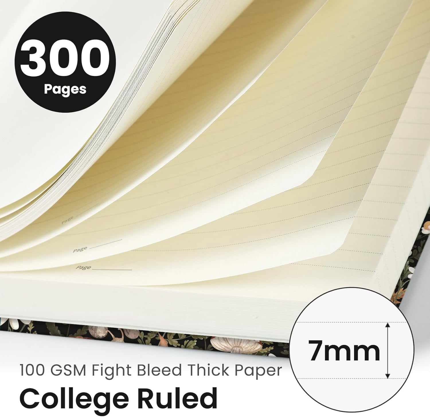 AP Lined Spiral Notebook Journal for Work,300 Pages Thick B5 (7.1"x10") College Ruled Journal for Women & Writing, Hardcover Notebook for Note Taking,Perfect for Office Home School Supplies, Mushroom