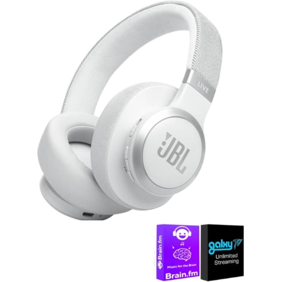 JBL Live 770NC Wireless Over Ear Adaptive Noise Cancelling Headphones White with AUDIOTRENDS Bundle Bluetooth Headphones Long Battery Life Hands Free Calling Audio