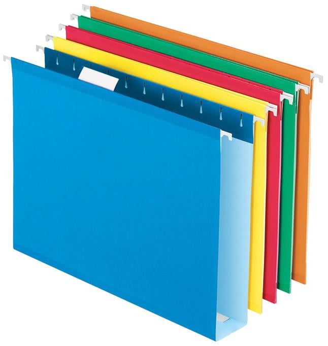 Pendaflex Extra Capacity Reinforced Hanging File Folder, 1/5 Cut, Letter, 2 Inch Expansion, Assorted Colors, Pack of 25