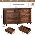 thumbnail image 2 of Joaxswe 7 Drawer Dresser for Bedroom, Mid Century Chest of Drawers, Wood Storage Large Dresser Organizer for Bedroom Living Room Hallway Closet, Brown, 2 of 8