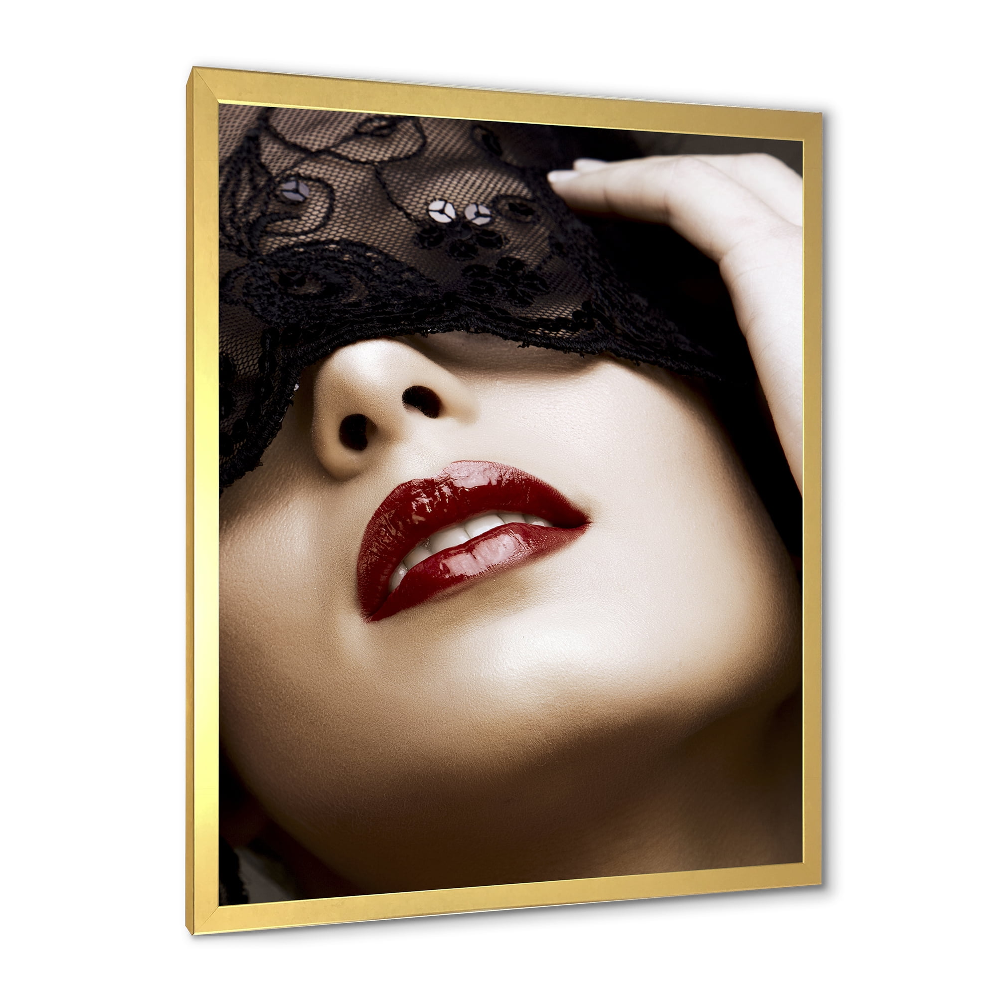 Designart 'Portrait Of Modern Girl With Mask' Modern Framed Art Print