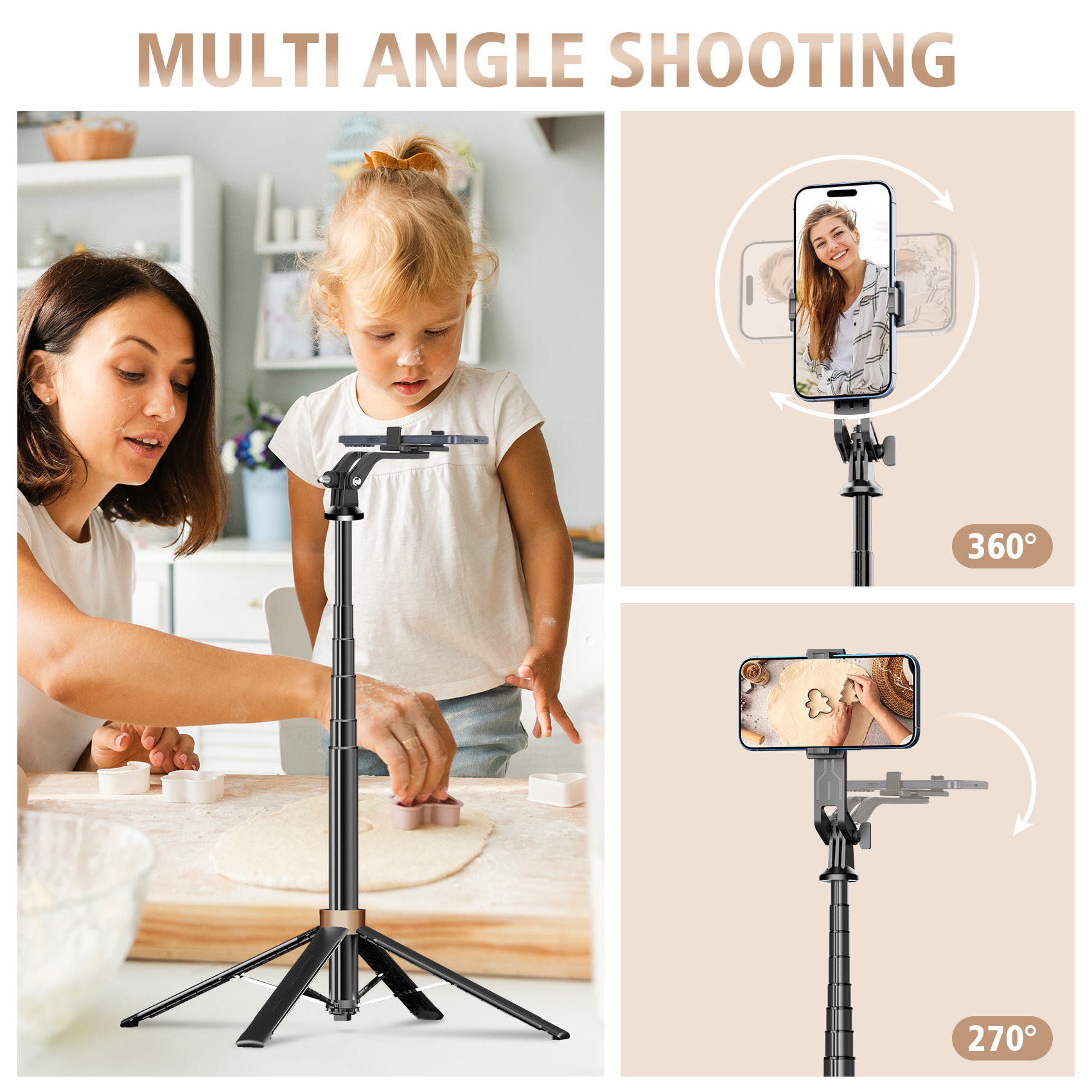YOLETO Selfie Stick Phone Tripod, 71 Inches Tall, Black photo 5