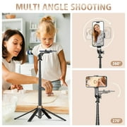 Selfie Stick Phone Tripod - 71 inch Tall Cell Phone Holder with Remote, Phone Stand with 1/4 inch screw mount for Recording, Compatible with iPhone, Android Phone, Camera & Gopro