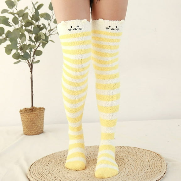 Fuzzy Over Knee Cartoon Thigh High Home Socks Winter Socks Socks Women's Warm High Leggings Warm Socks Chargers Lingerie Tights plus Size Knitted Christmas Stockings Choker Romper Stockings Opaque