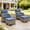 Gray/Blue, variant on Outdoor Conversation Sets 5-Piece Patio Wicker Rattan Furniture Set with Swivel Rocking Chairs, Ottomans, Side Table and Upgrade 6" Cushions for Balcony Deck Backyard, Gray