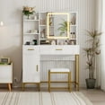 thumbnail image 1 of Makeup Vanity Desk with Lights in 3 Colors, White Vanity Table with Charging Station, Visible Drawers, 1 of 6