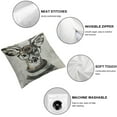 thumbnail image 6 of Deer Flannel Fleece Pillow Cushion Cover, Dressed up Reindeer Headed Human Hipster Style with Glasses Stripped Shirt, Decorative Square Accent Pillow CaseCharcoal Grey White, 6 of 7
