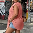 thumbnail image 5 of AKOEE Plus Size Tank Tops Womens Sleeveless Loose Fit One-button V Neck Tunics Solid Casual Summer Blouses (3XL, Pink), 5 of 8