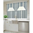 thumbnail image 4 of Blue Bohemia Stripes,Boho Vintage Flower Line Art Kitchen Curtains Swag Valance and Tier Curtains Set 24 Inch Length, Rod Pocket Drape Panels Pair Swag Curtains for Bathroom/Cafe/Window, 4 of 6