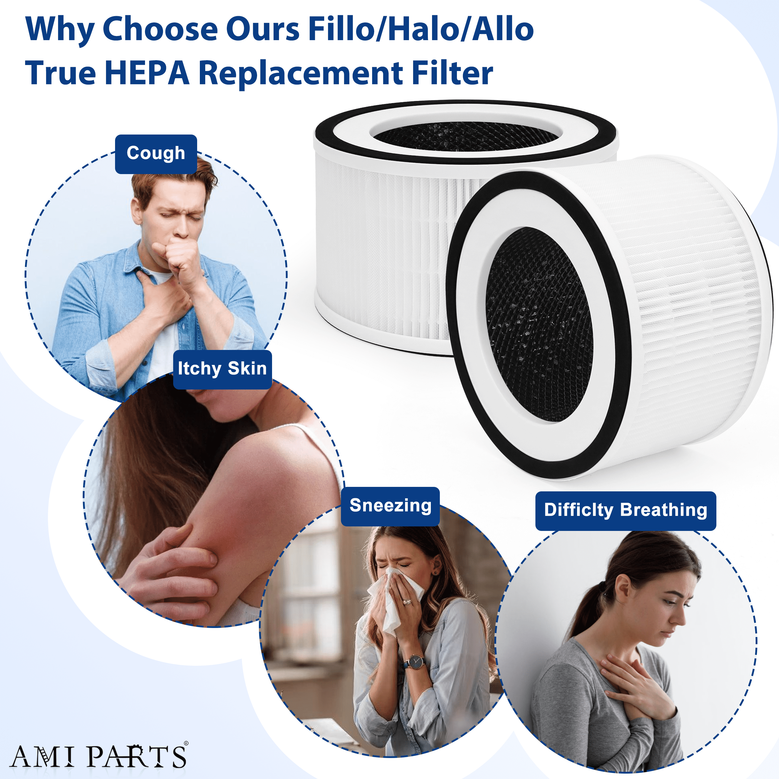 AMI PARTS Allo True HEPA Filter Air Purifier Replacement Compatible with MOOKA Allo and Hon-ati Air Purifier,2 Packs