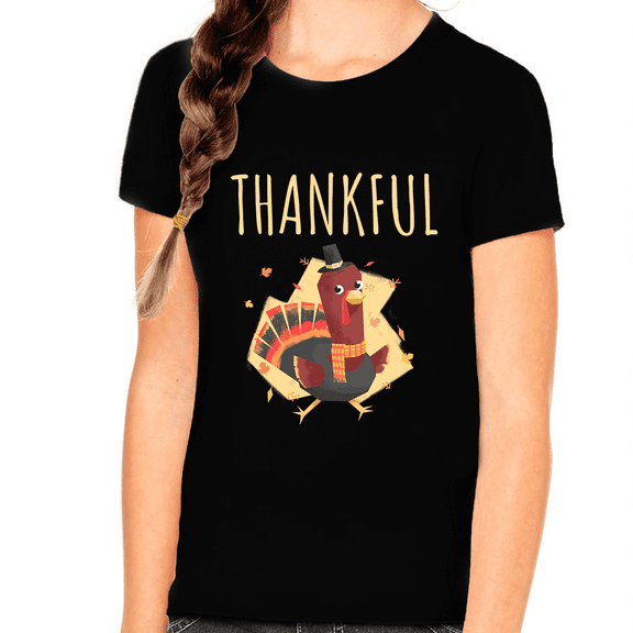 Girls Thanksgiving Shirt Cute Turkey Shirt Thankful Shirts for Kids Fall Shirt Kids Thanksgiving Shirt