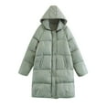 thumbnail image 2 of Jinhomg Womens Oversized Puffer Coat Comfy Long Length Hooded Down Jacket Fall Winter Warm Long Sleeve Button Down Padded Coats with Pockets Winter Saving Green XXL, 2 of 4