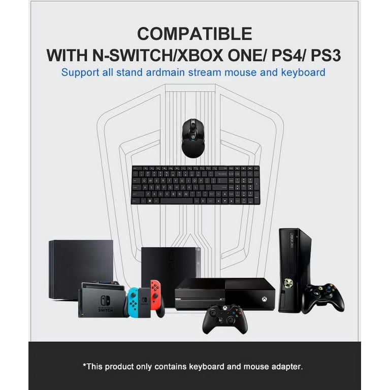 Keyboard and Mouse Adapter for Nintendo Switch/Xbox One/ PS4/ PS3