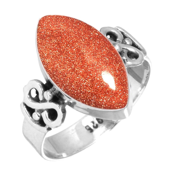 925 Sterling Silver Women Jewelry Gold Stone Ring