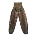 thumbnail image 3 of VONKY Pantalon Sarouel en Polyester Taille Smockée Coloré Été Décontracté Mode Femmes Vert Foncé, 3 of 5