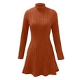thumbnail image 4 of ZACPNCV Womens Long Sleeve Slim Fit Mock Neck A Line Dress Waist Defining Casual Day Dress for Office or Evening Wear, 4 of 8