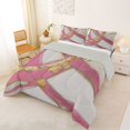 thumbnail image 2 of Homewish Pink Gold Gray Full Size Comforter Sets,Modern Brush Strokes Bedding Comforter Set,Light Gray Reversible,3pcs,1 Comforter and 2 Pillowcases, 2 of 7