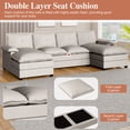 thumbnail image 5 of Walsunny Sectional Sofa Set, 110" U-Shaped Polyester Couch, 4 Seat Lounge Sleeper with Double Chaise for Living Room Creamy White, 5 of 6