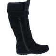 thumbnail image 6 of Womens BD-2523 Knee High Faux Suede Flat Winter Buckle Boots Black, 6 of 7