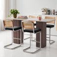 thumbnail image 7 of Hawsaiy Rattan Bar Stools Set of 6, 26" Counter Height Bar Stools with Solid Wood & Cane Back, Upholstered Velvet Kitchen Island Stools with Chrome Metal Legs & Footrest, Black, 7 of 7