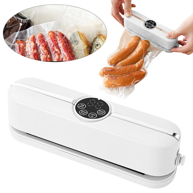 Shiogb Vacuum Sealing Machine Automatic, Portable Preservation Device Packaging Machine, Kitchen Vacuum Sealers for Meat Vegetables Snacks, Freshness Storage Appliance, White