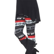 White Mark PS210-195 Plus Printed Leggings, Grey & Red - One Size