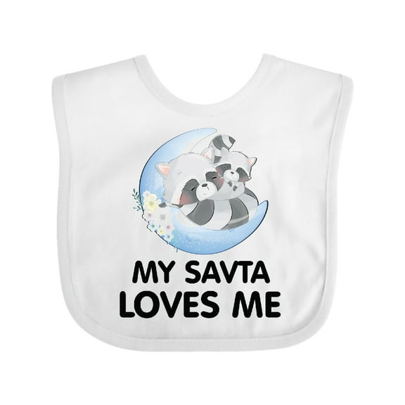 Inktastic Raccoon My Savta Loves Me Boys or Girls Baby Bib