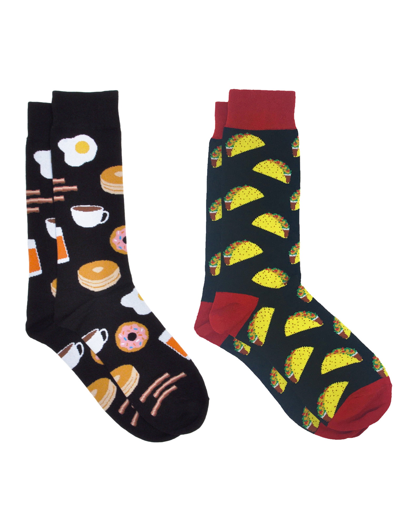Men's Breakfast Foods Dress Socks & All-Over Taco Food Novelty Socks 2 ...