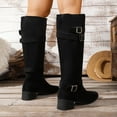 thumbnail image 4 of Wowcloth Women's Suede Pointed Toe Boots with Chunky Heel – Comfortable Buckle Detail Mid-Calf Boots for Autumn Winter Fashion, 4 of 9