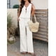 thumbnail image 4 of Conjunto de 2 Piezas para Mujer: Chaleco con Cuello en V y Cintura con Lazo, Pantalones Casuales de Pierna , , Talla XL, 4 of 9