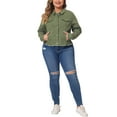 thumbnail image 4 of Chaquetas de mezclilla de mujer de tallas grandes Agnes Orinda, de manga larga, con bolsillos, 2X, verde, 4 of 8