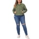 thumbnail image 2 of Chaquetas de mezclilla de mujer de tallas grandes Agnes Orinda, de manga larga, con bolsillos, 4X, verde, 2 of 7