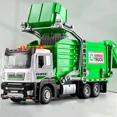 thumbnail image 2 of 1:32 Toy Garbage Classification Sanitation Truck Models Alloy Diecast Flatbed Trucks Sound Light Doors Opened Pull Back Kid Gift, 2 of 8