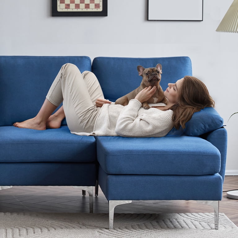 Ktaxon L Shaped Linen Fabric Sectional Sofa Set with Chaise, 4
