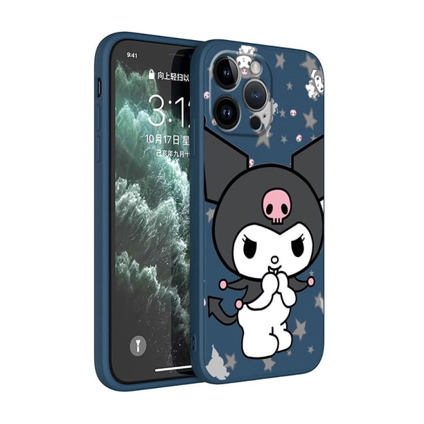Bonita funda de teléfono Kuromi para Apple iPhone 8 13 Mini 11 Pro Max 14 Plus XR XS X 12 SE 7 6S 11pro, funda cuadrada suave de TPU líquido xuanjing unisex