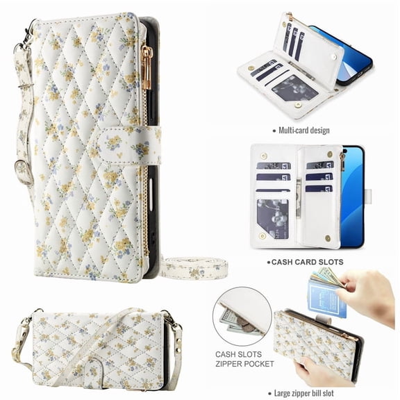 Tianyeda for Samsung Galaxy A36 Case Wallet Card Holder Zipper Leather Flip Cover Crossbody Wrist Strap with Stand A5