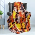 thumbnail image 4 of Abstract Soft Flannel Fleece Throw Blanket, Geometrical Modern and Cool Painting Like Design Artwork, Cozy Plush for Indoor and Outdoor Use, 50" x 60", Orange Yellow and White, by Ambesonne, 4 of 5