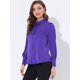thumbnail image 3 of Camisa de botones vintage Allegra K de manga de Soplo con cuello Vuelto Morado oscuro XS, 3 of 5