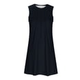 thumbnail image 4 of Summer Beach Dresses for Womens 2025 Plus Size Fashion Solid Color Sleeveless Round Neck Pleated Dress, 4 of 6