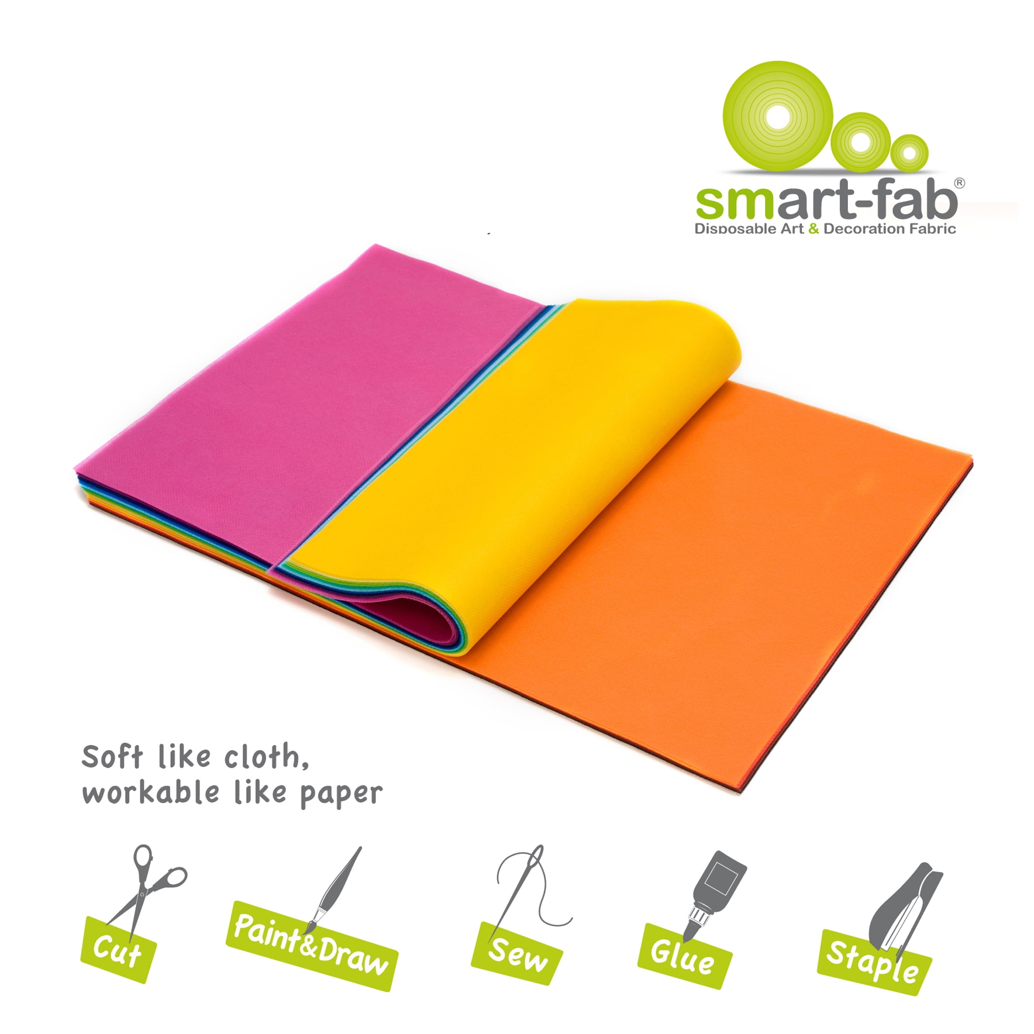 Smart-Fab Art & Decoration Fabric Sheets, 12" x 18", Assorted, 45 Sheets Per Pack, 2 Packs