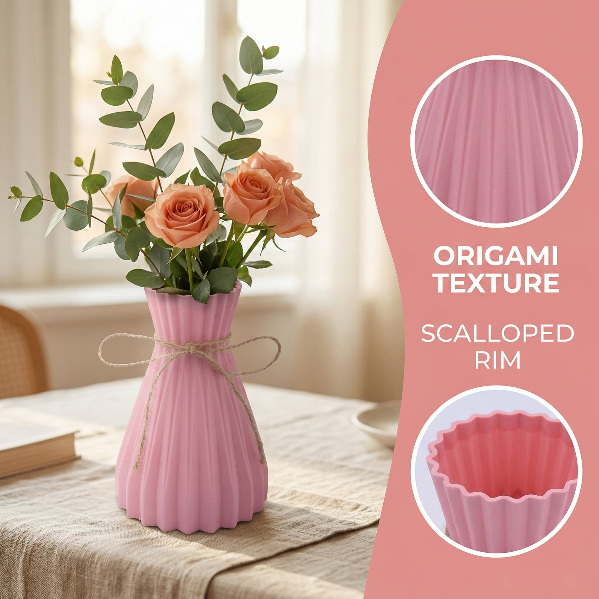 Unique Bargains Modern Geometric Unbreakable Flower Vase Pink 4.7" x 4.7" x 6.7"