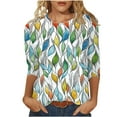 thumbnail image 3 of VBTAPA 3/4 Length Sleeve Shirts for Women Fashion 2025 Boho Summer Blouses Casual Loose Crewneck Tee Tops Today's Sales Multicolor XXXL, 3 of 6