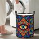 thumbnail image 5 of Fotbe Vibrant Psychedelic Eye Cesto de Ropa con Asas, Cesto Impermeable de Gran Capacidad, Bolsa de Lavado para Dormitorio, Cesto de Ropa con Ruedas y Asas-Small, 5 of 6
