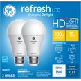 thumbnail image 2 of GE Lighting Ampoules LED HD Refresh, 100W Remplacement, A21, Lot de 2, Lumière du Jour, Base Moyenne, Ampoules LED Dimmables, 2 of 10