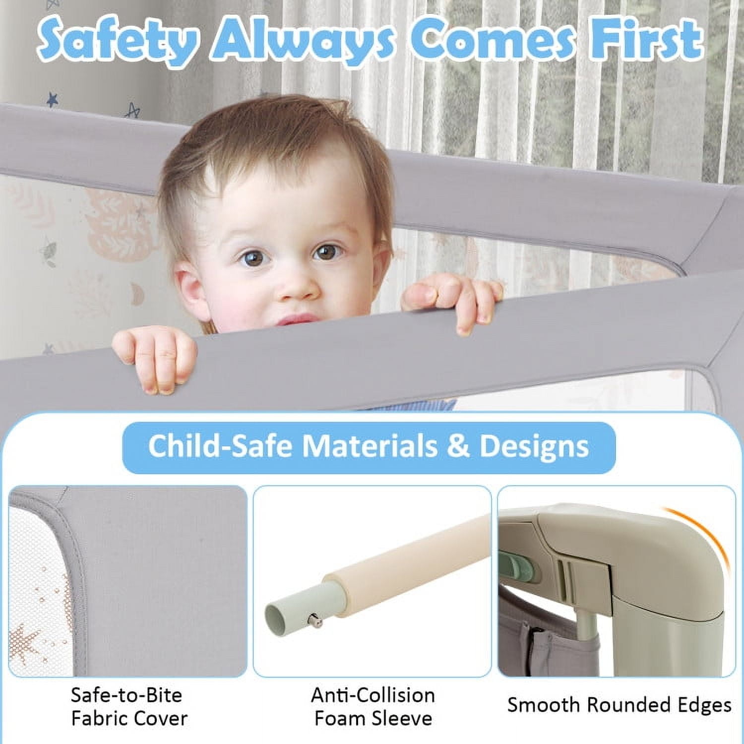 Spaco Vertical Lifting Bed Rail for Toddlers with Double Lock-70 inch, Bed Rail for Queen, King, Twin, and Bunk Size Beds